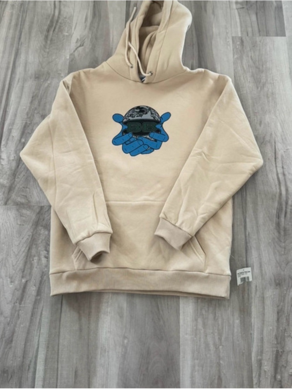 NWT Blood Brother Graphic Pullover Hoodie Beige Size Small